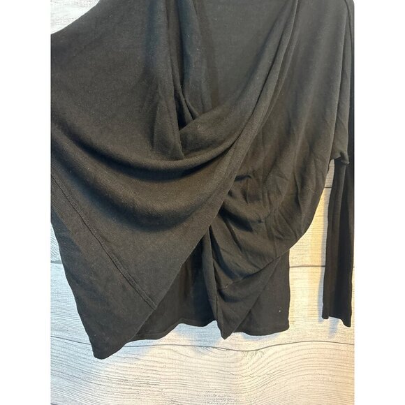 RD Style Black Drape Front Long Sleeve Top Size M - Picture 3 of 4